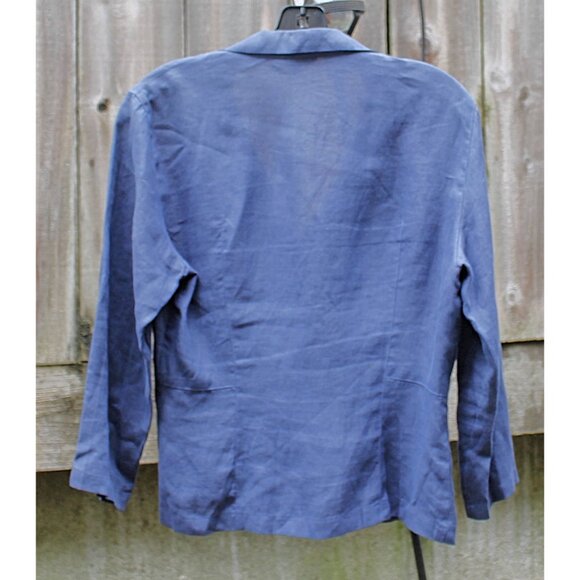 TARA JARMON Paris -"Ingrid" Lightweight Linen Blazer in Blue, 42, Made in France - Picture 4 of 10